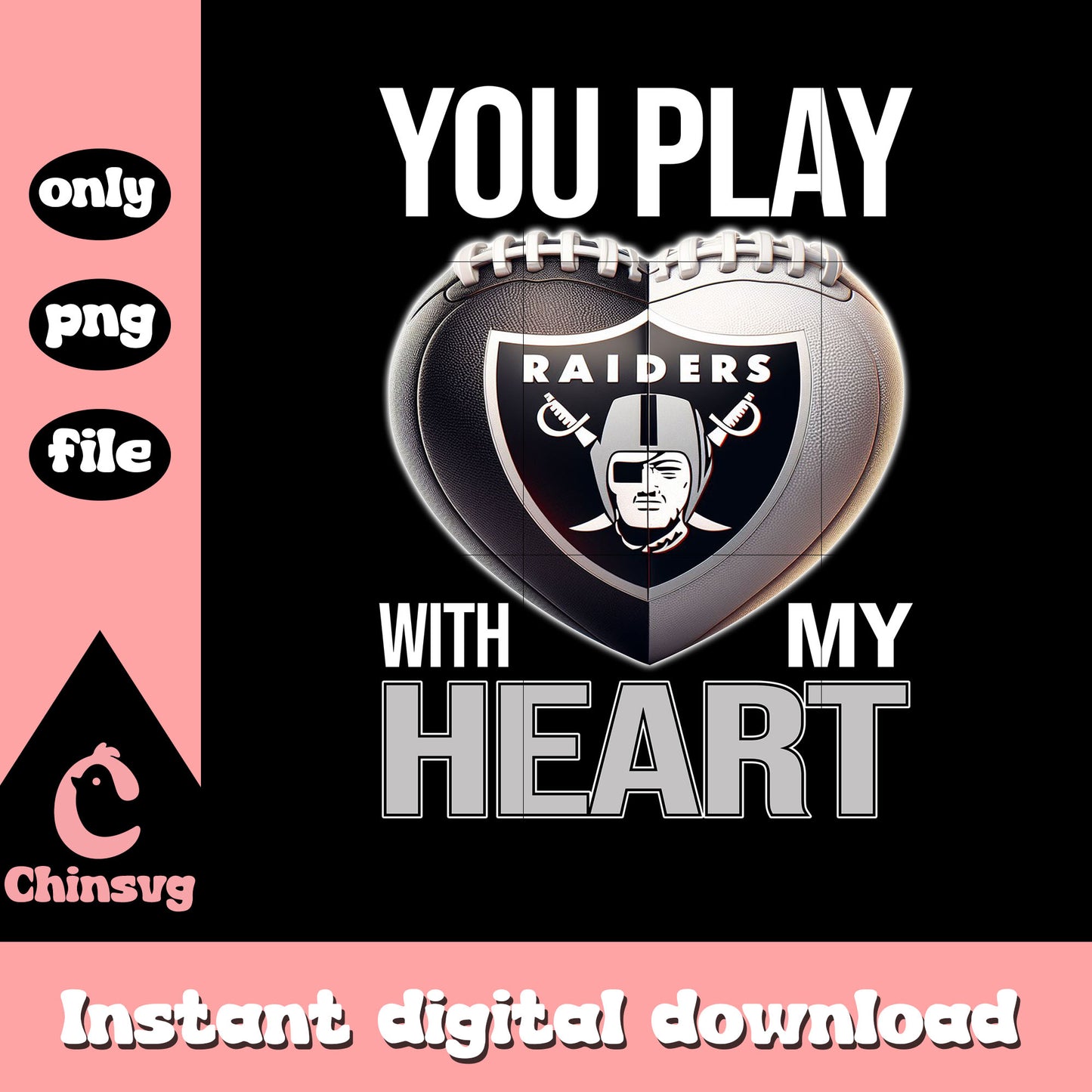 Black heart raiders design png, las vegas raiders logo​ png