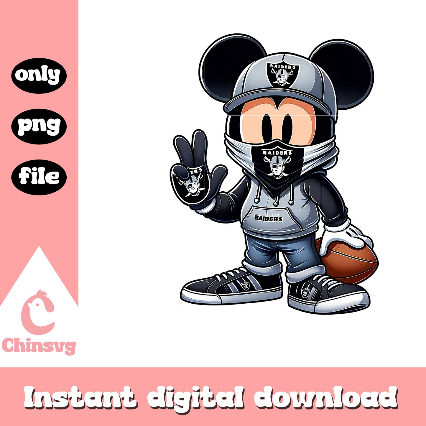 Black mickey raiders logo png, nfl las vegas raiders​​​ png