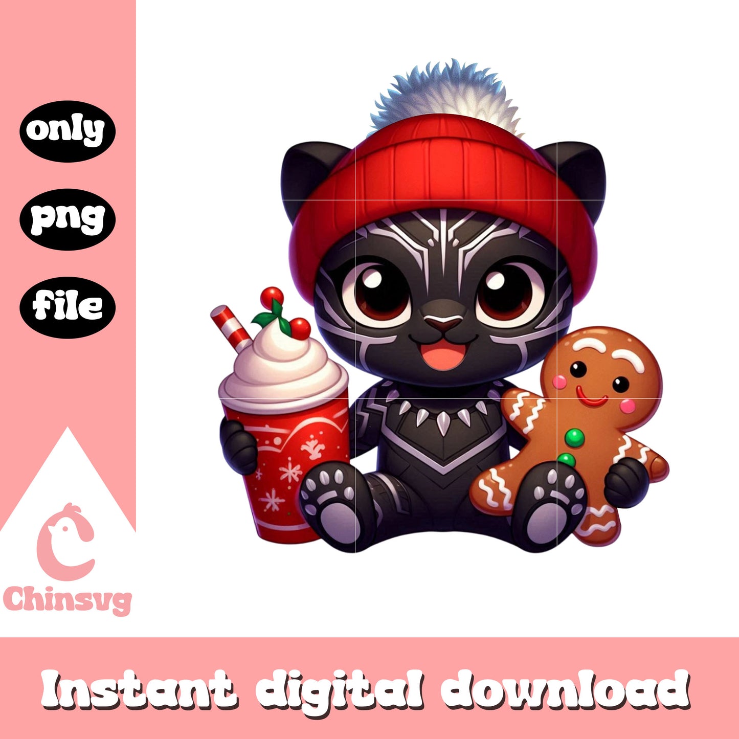 Black panther gingerbread christmas png, black panther marvel png