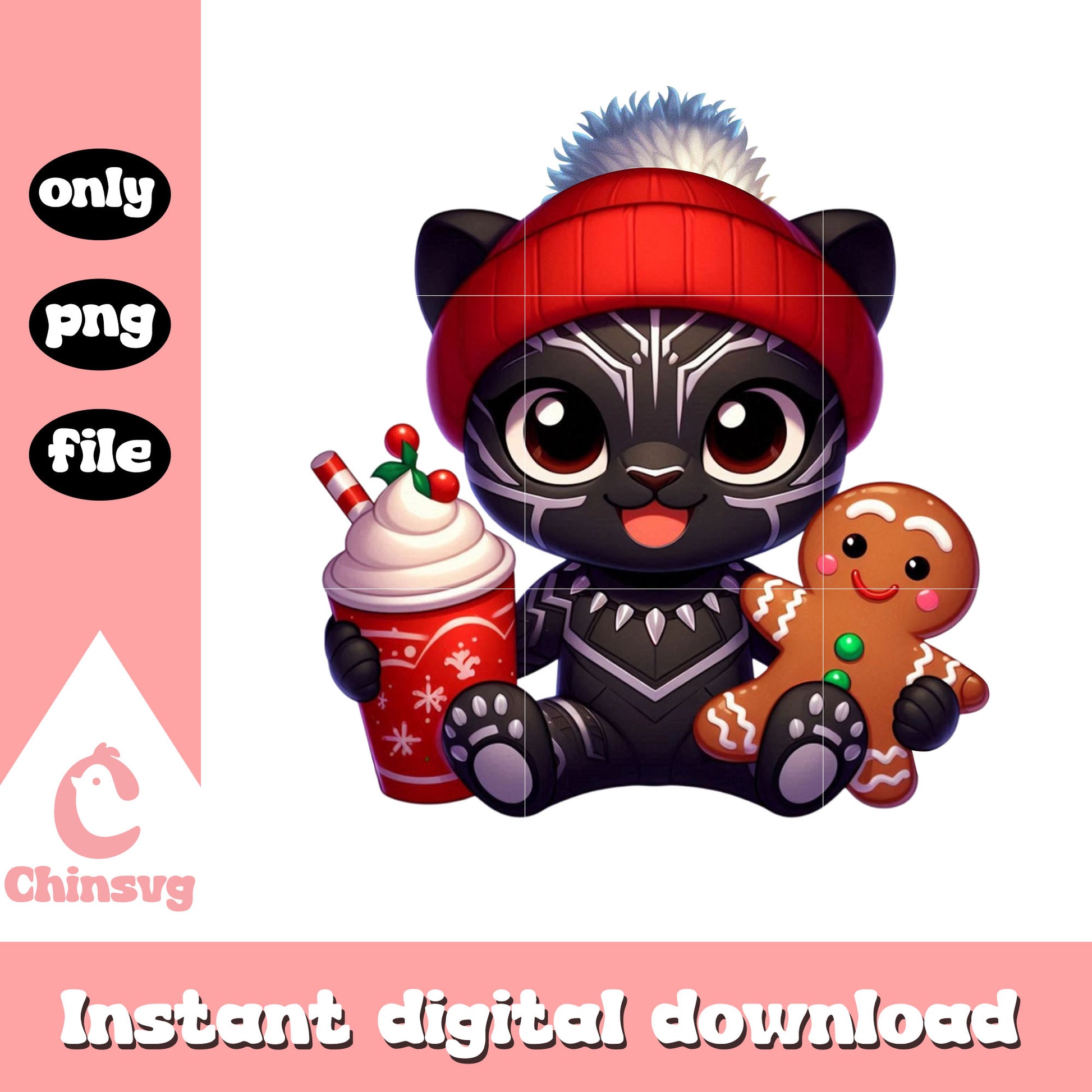 Black panther gingerbread christmas png, black panther marvel png