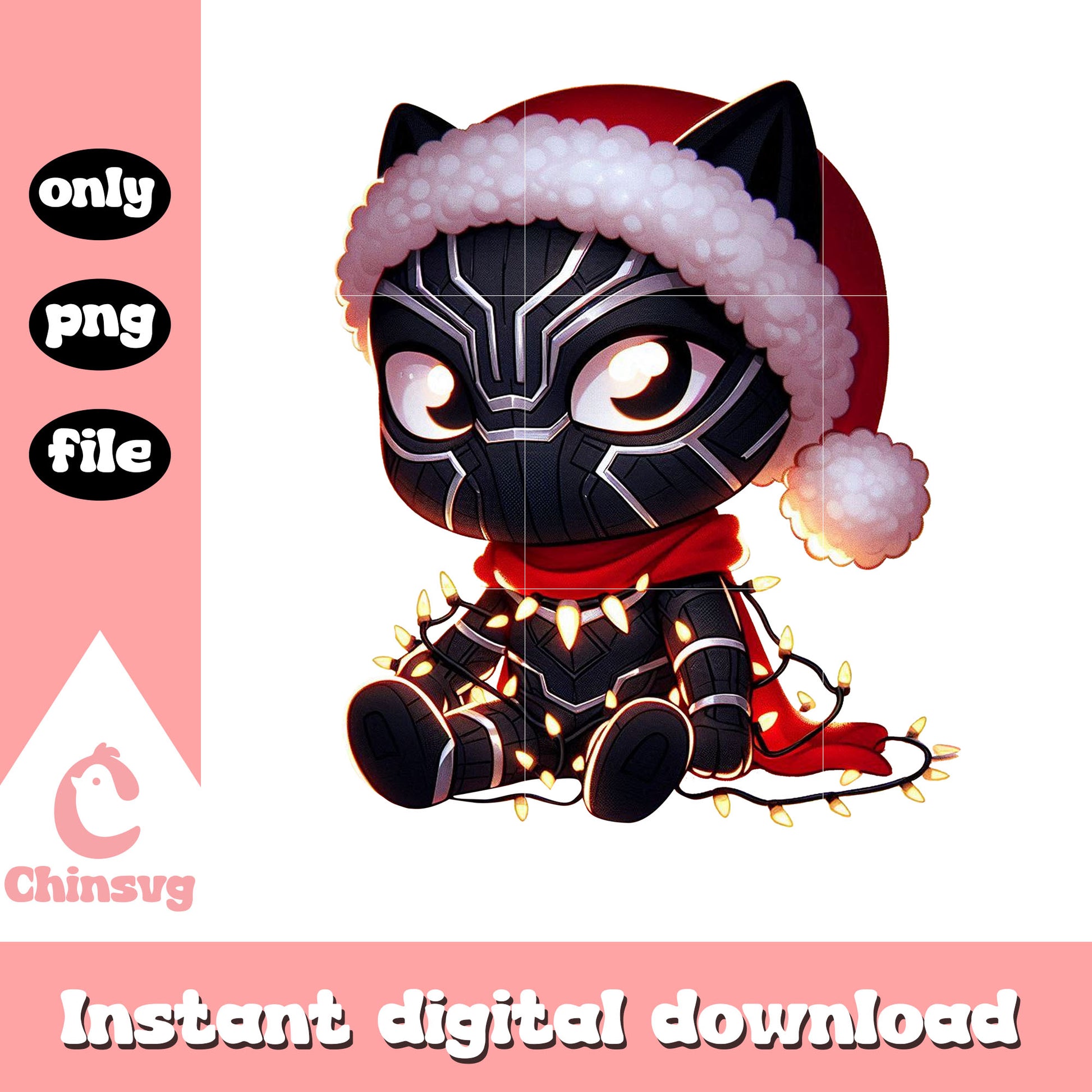 Black panther on christmas day png, christmas hat png