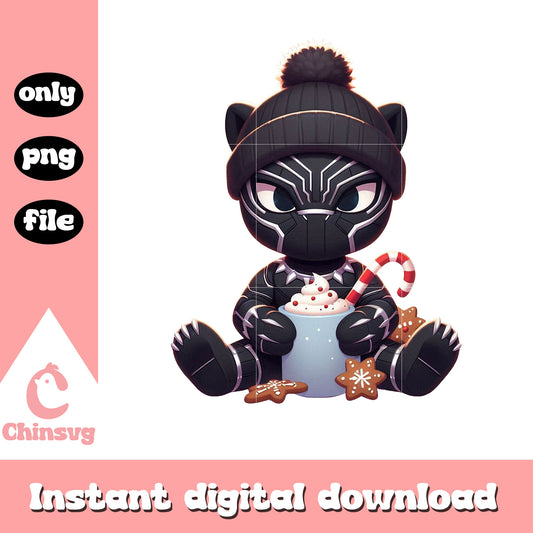 Black panther on christmas eve png, christmas candy png