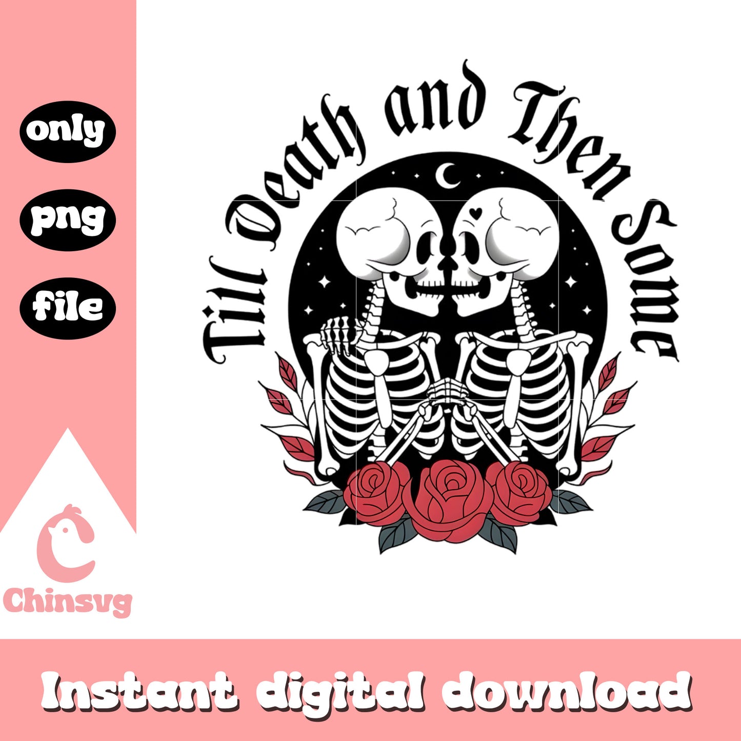 Black rose couple valentine png, valentines skeleton​​​ png