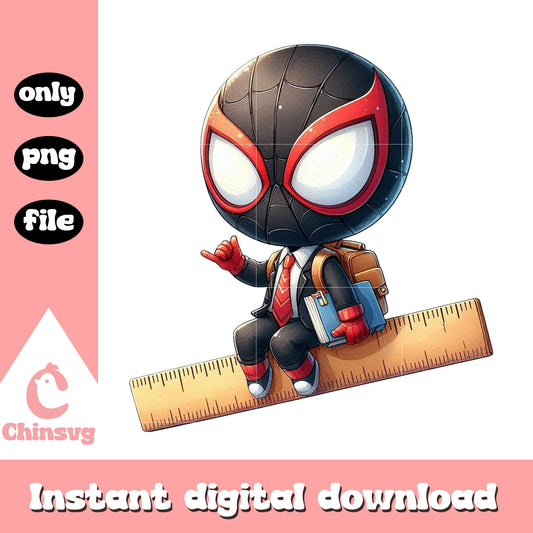 Black spider man driving ruler go to school png, magic school bus png