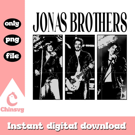 Black white jonas brothers frame design png, the brothers jonas​ png
