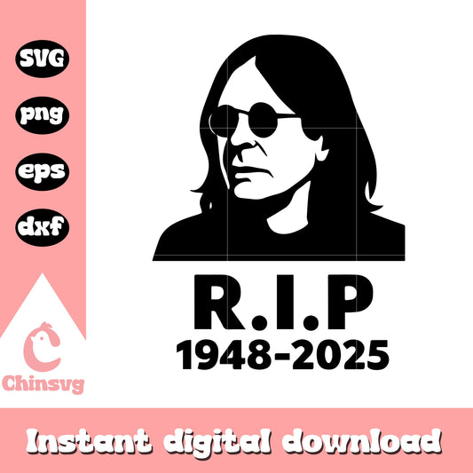 Black white ozzy osbourne rip design svg, vintage ozzy svg