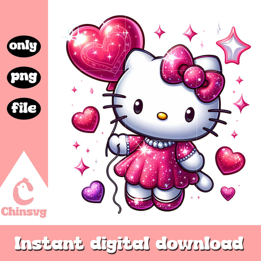 Blink hello kitty glitter balloon png, hello kitty png