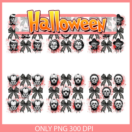 Blood bow horror face black white bundle png, horror face​ png