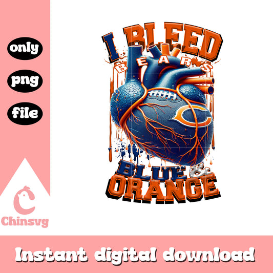 Blue and orange heart team chicago bears png, chicago bears png