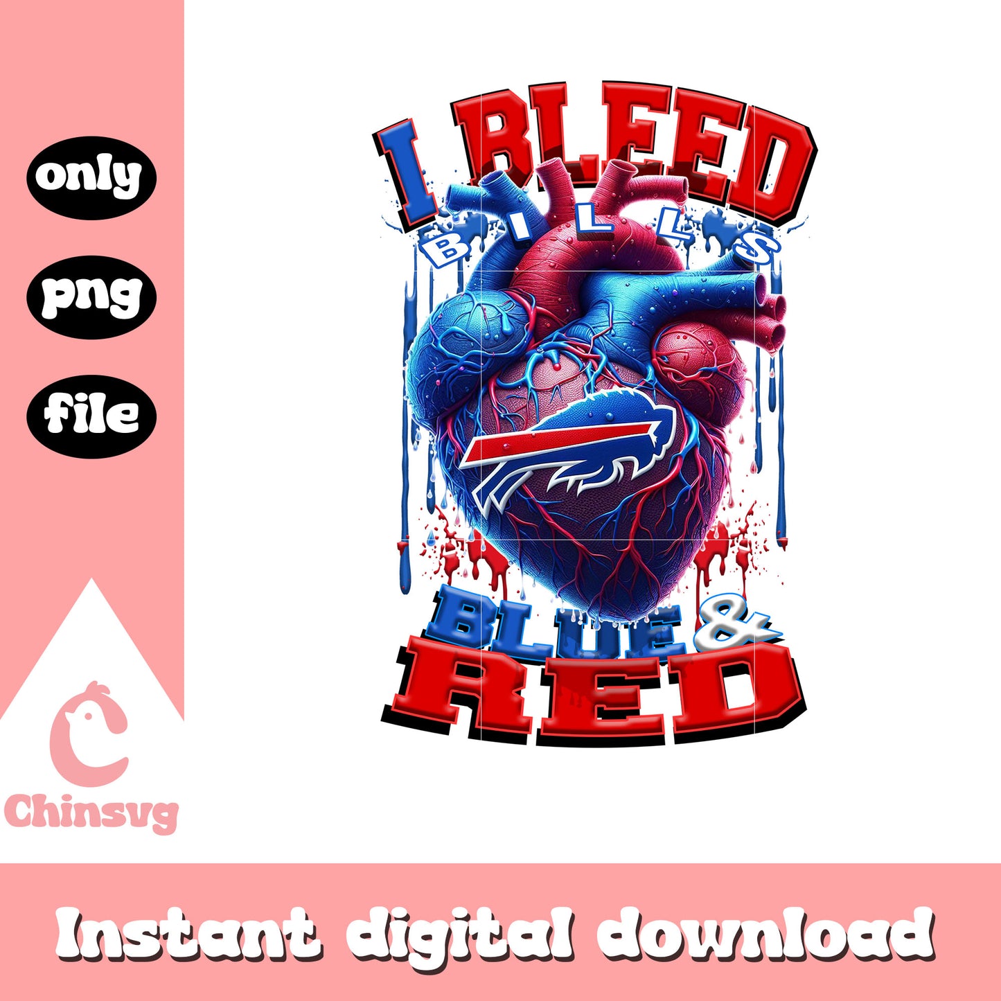 Blue and red heart team buffalo bills png, buffalo bills nfl png