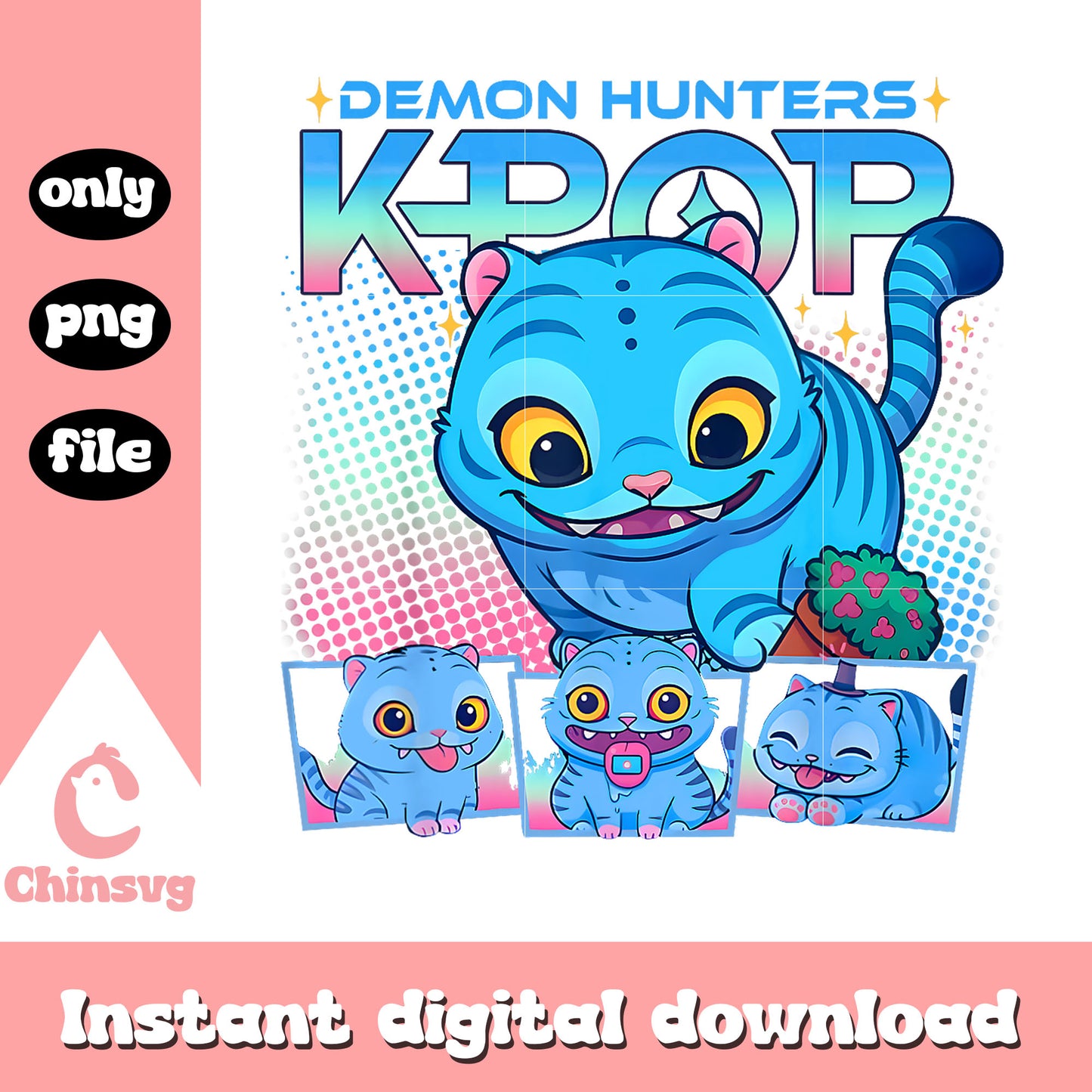 Blue derpy tiger kpop demon hunters png, cute tiger derpy png