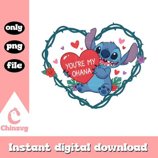 Blue drawing stitch love png, valentines day stitch​​ png