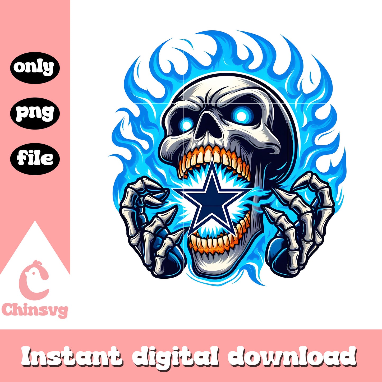 Blue fire skullcap cowboys png, cowboys dallas football​​​ png