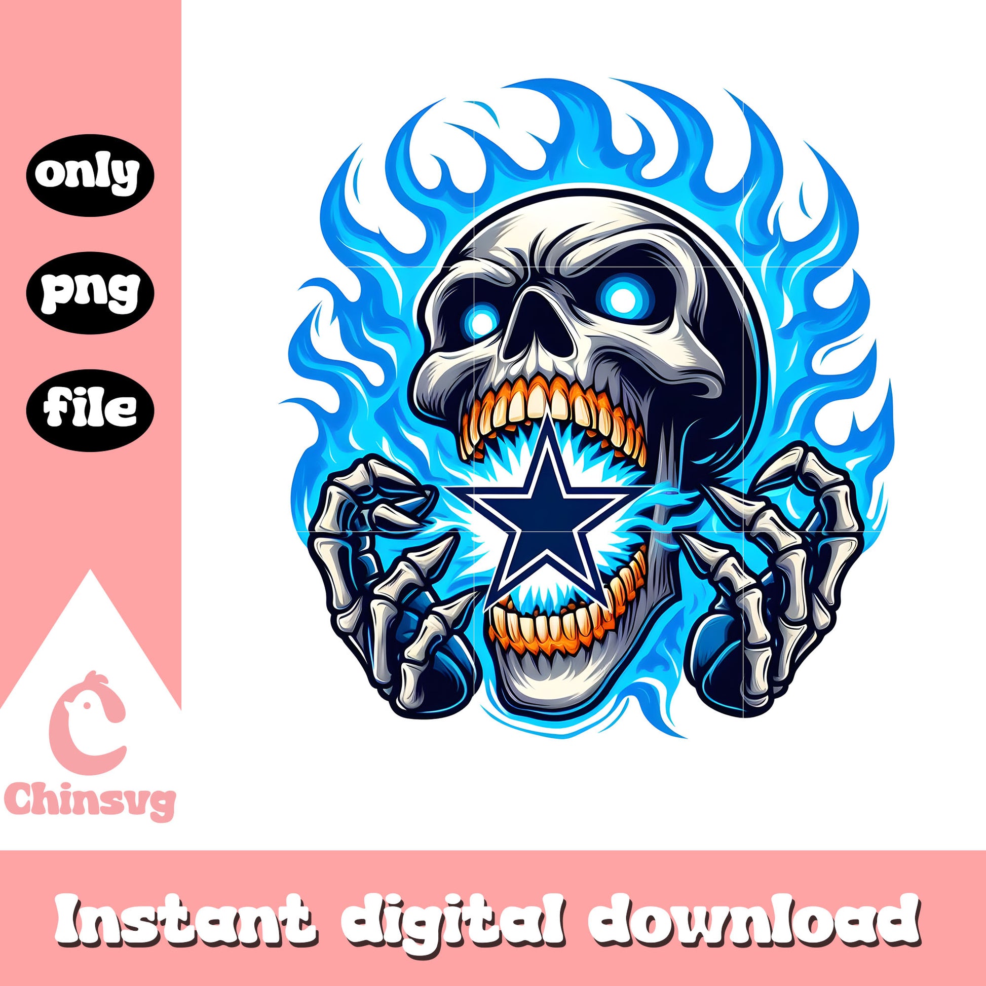 Blue fire skullcap cowboys png, cowboys dallas football​​​ png