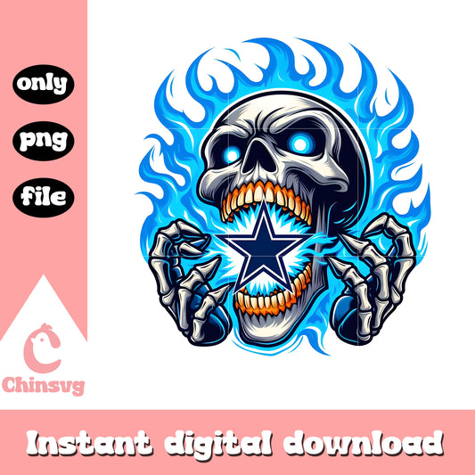 Blue fire skullcap cowboys png, cowboys dallas football​​​ png
