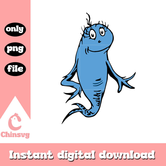 Blue fish character png, dr seuss fish png, cartoon character png