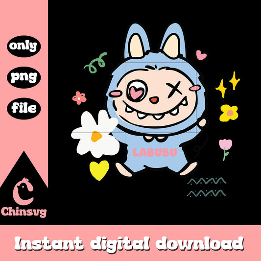 Blue labubu doll design png, labubu toy png, labubu png
