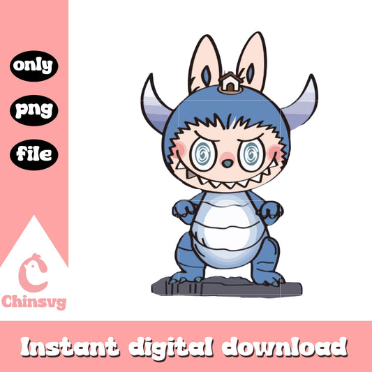 Blue monster labubu cute doll design png, labubu monster png