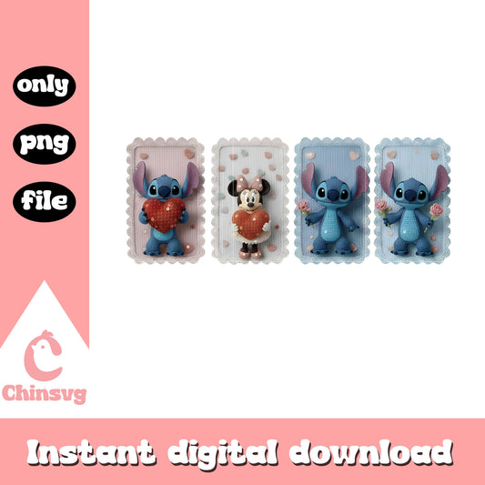 Blue stitch disney crochet png, stitch valentines day​​ png
