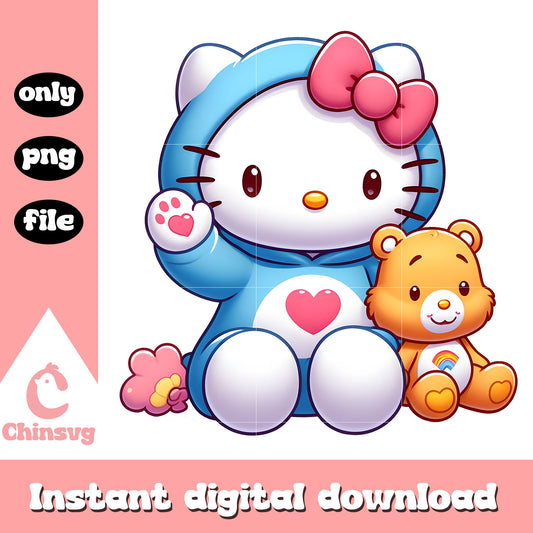 Blue tenderheart bear hello kitty png, care bear costume png