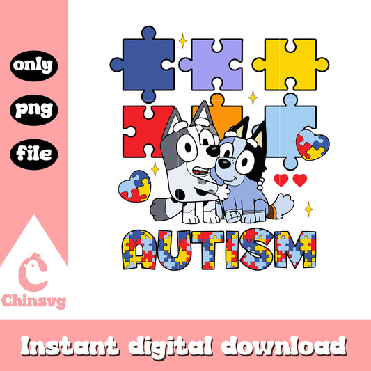 Bluey Autism Awareness png, Autism Puzzle png, Bluey png