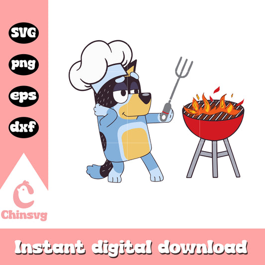 Bluey Bandit BBQ funny fathers day svg, Bandit character svg