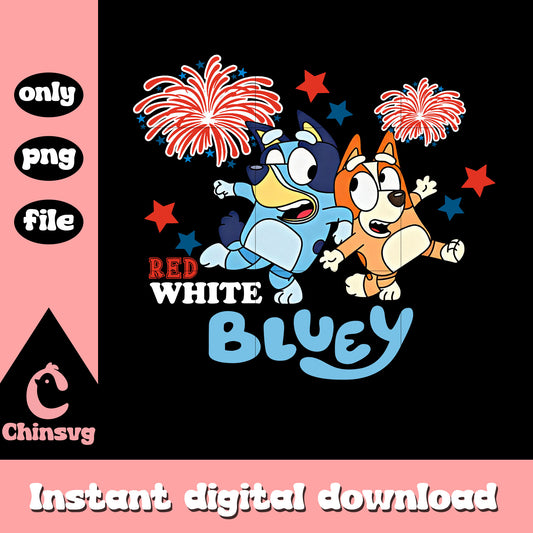 Bluey Bingo Red White Bluey firework Png png, Bluey Bingo 4th of July png