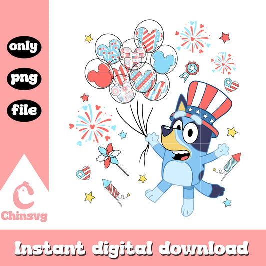 Bluey Characters 4th Of July png, bluey dog independence day png
