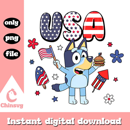 Bluey Character usa 4th July png, bluey happy usa day png