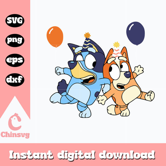 Bluey and bingo birthday svg, birthday svg, bluey svg