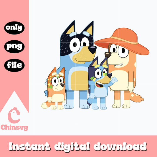 Bluey and bingo family cartoon png, bluey family png, cartoon png