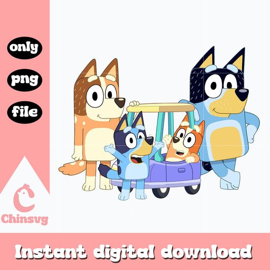 Bluey and family png, family png, cartoon png