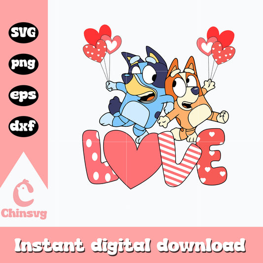 Bluey bingo love valentine svg, bluey bingo svg, cartoon svg