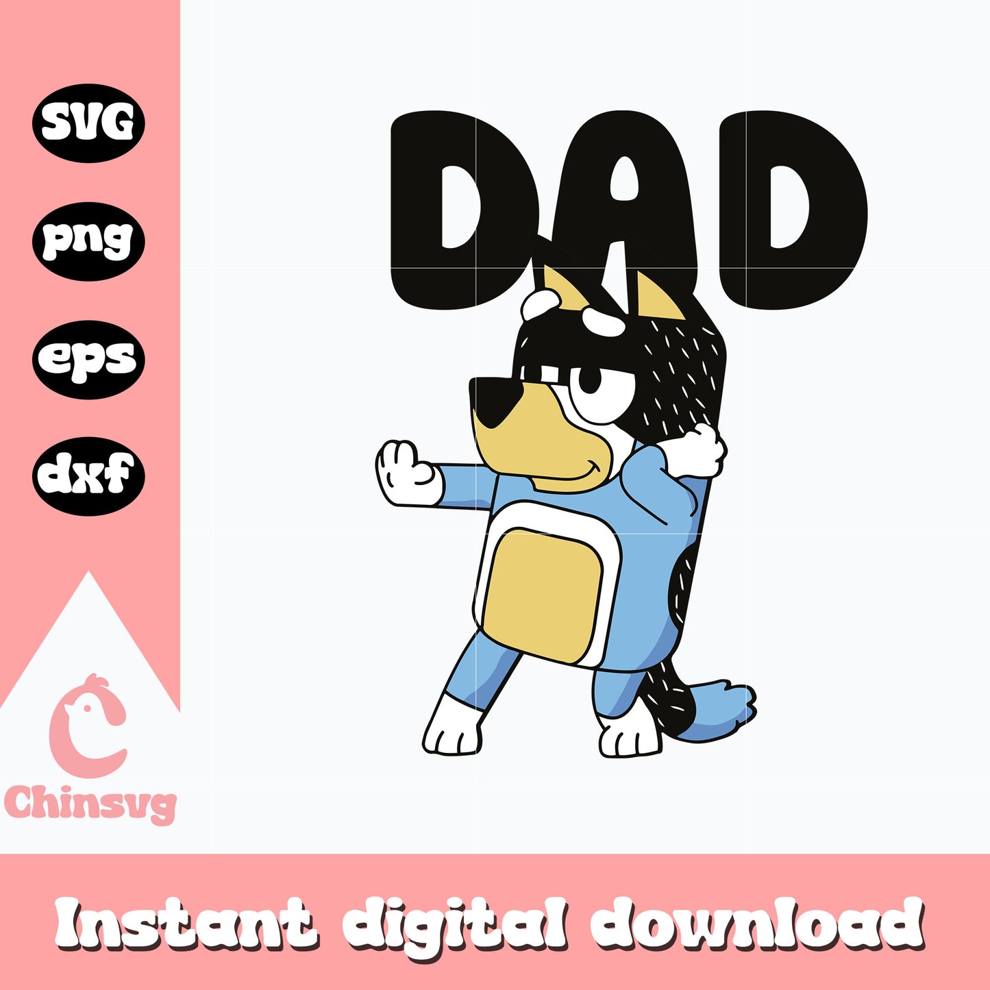 Bluey cartoon dad character dance svg, bluey dad svg, bluey svg