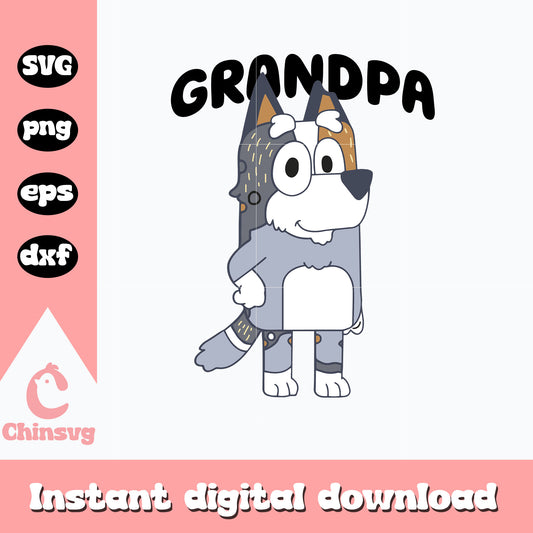 Bluey cartoon grandpa character svg, bluey svg, cartoon svg