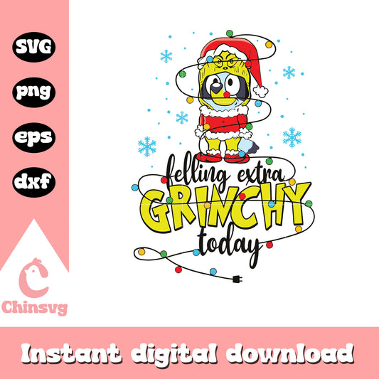 Bluey felling extra grinchy today svg, bluey grinch​ svg