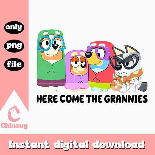Bluey here come the grannies png, bluey png, cartoon png