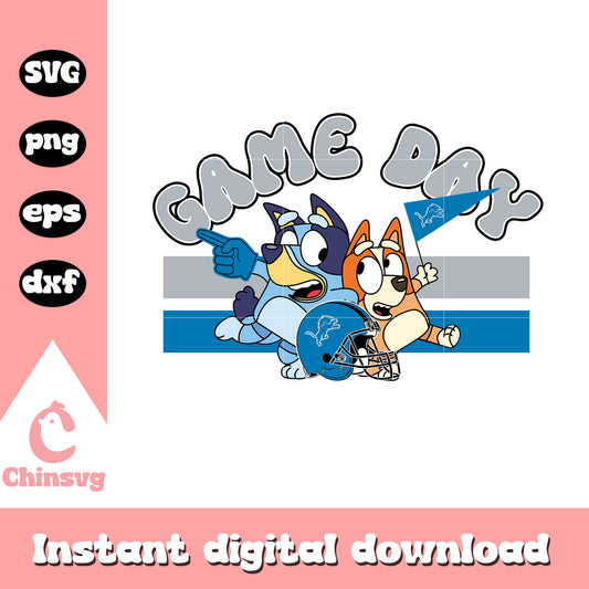 Bluey and Bingo game day svg, Detroit Lions svg, Bluey svg