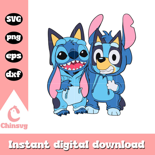 Bluey and Stitch cosplay svg, disney bluey​ svg, disney svg