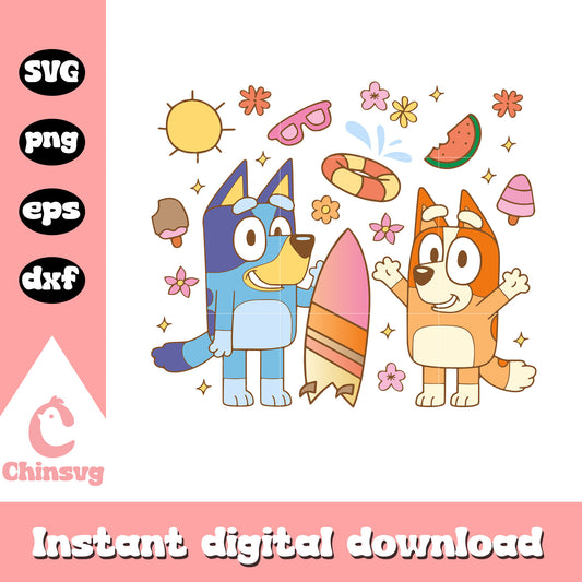 Bluey and bingo summer time svg, bluey summer​ svg, Bluey Bingo svg