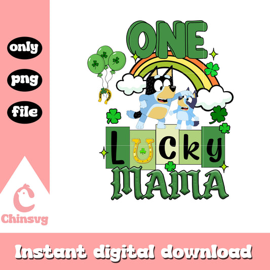 Bluey and daddy one lucky mama png, saint patricks day fact png