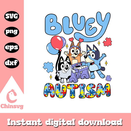 Bluey and friend autism design svg, autism awareness svg