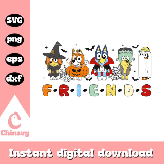 Bluey and friends on halloween svg, bluey friends svg