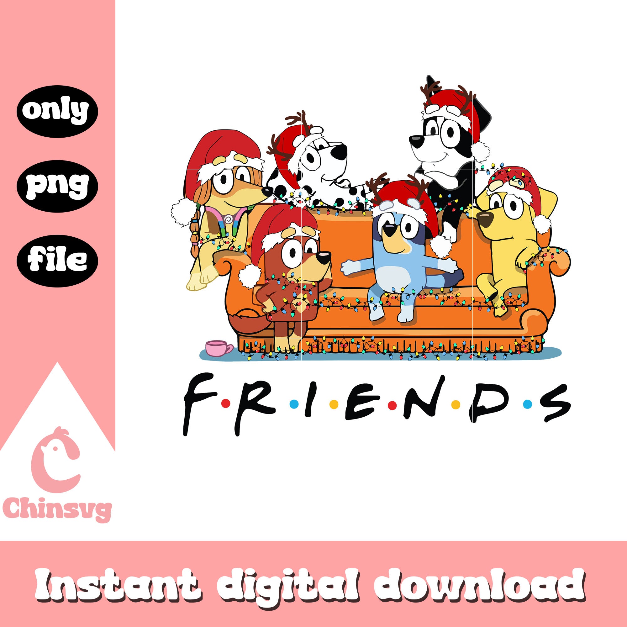 Bluey Santacraft Bluey and friends santa hat christmas png, christmas bluey png – Chinsvg