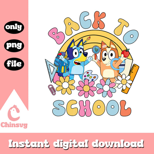 Bluey bingo back to school clipart png, disney bluey png