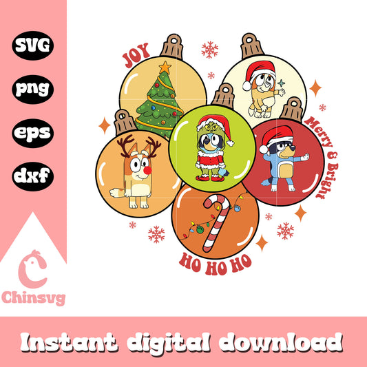 Bluey bingo christmas bauble design svg, Christmas bauble svg