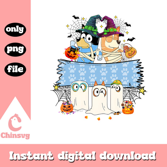 Bluey bingo mummy halloween design png, bluey and bingo​ png