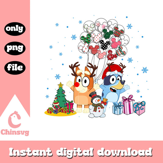 Bluey bingo reindeer merry christmas png, bluey and bingo png