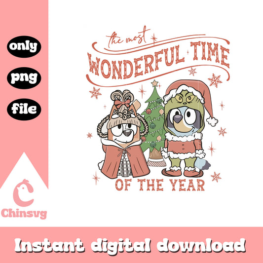 Bluey bingo the most wonderful time quote png, bluey and bingo christmas​ png