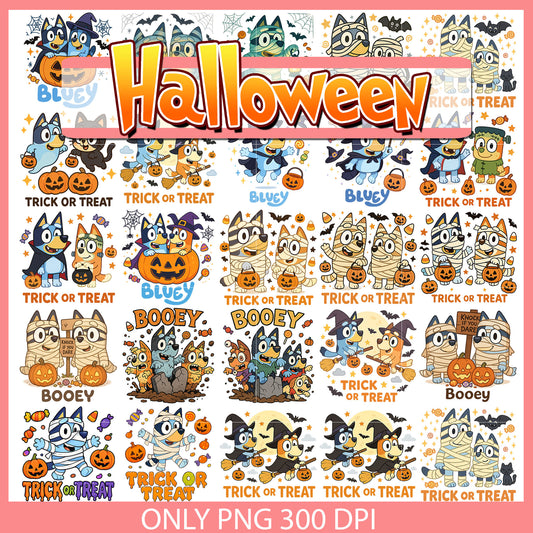 Bluey bingo trick or treat bundle png, halloween bluey​ png